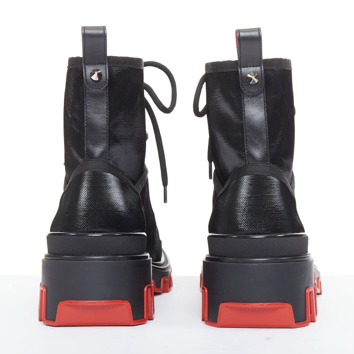 CHRISTIAN LOUBOUTIN Panaroot Dune 40 black canvas platform ankle boots EU43 US10