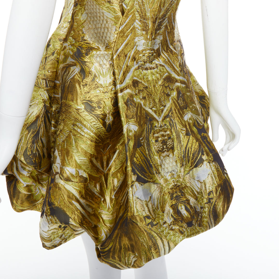 ALEXANDER MCQUEEN 2010 Angels Demons Runway gold medieval jacquard dress IT40 S