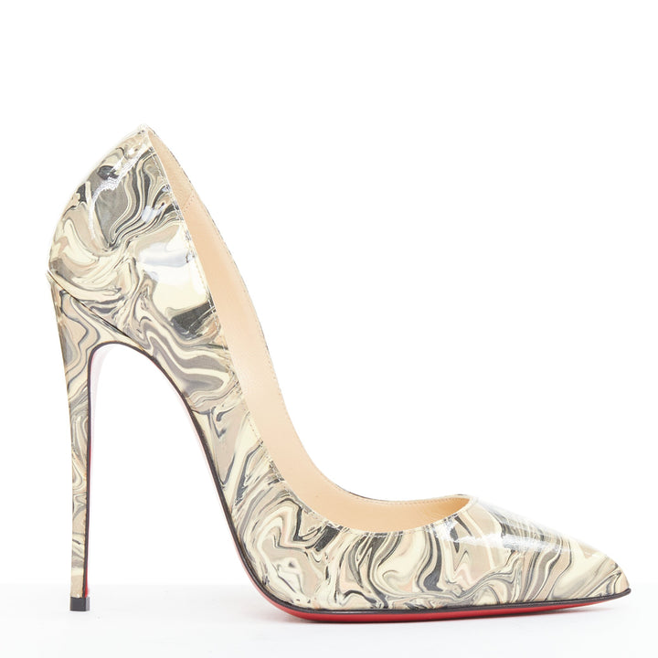 CHRISTIAN LOUBOUTIN So Kate stone marble swirl print patent high heels  EU36