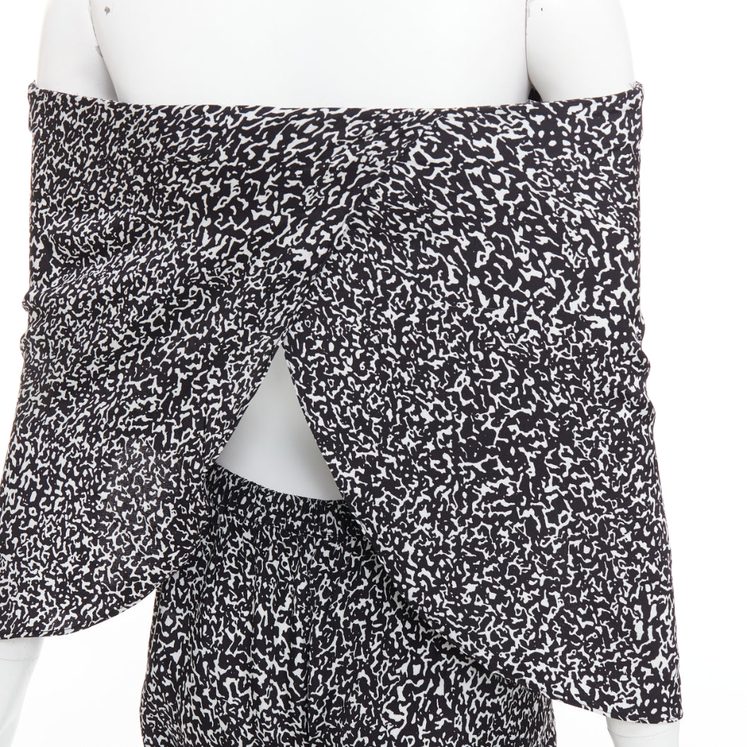 DEREK LAM 10 CROSBY black white silk blend geometric strapless jumpsuit US0 XS