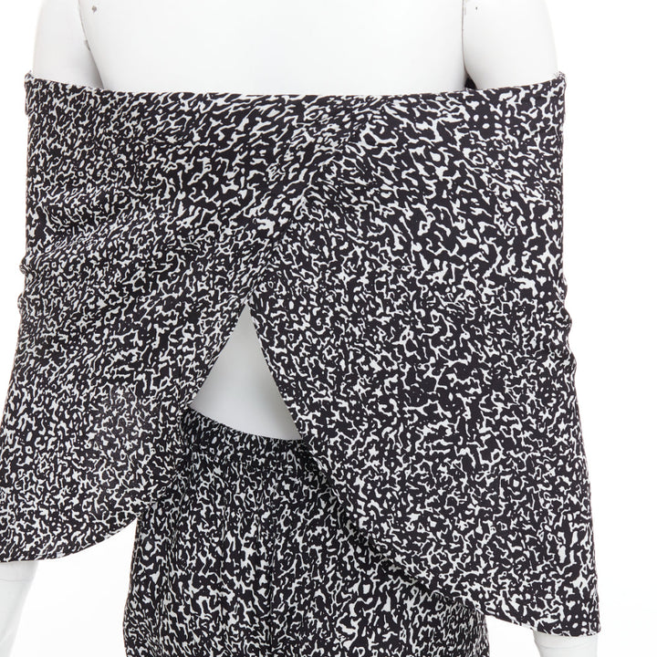 DEREK LAM 10 CROSBY black white silk blend geometric strapless jumpsuit US0 XS