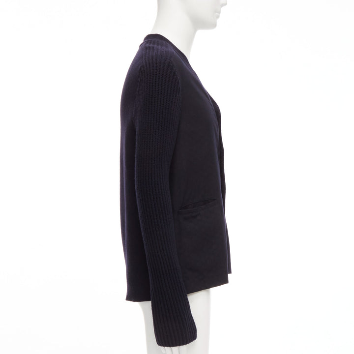 MARNI navy virgin wool cashmere polka dot cardigan sweater IT48 M
