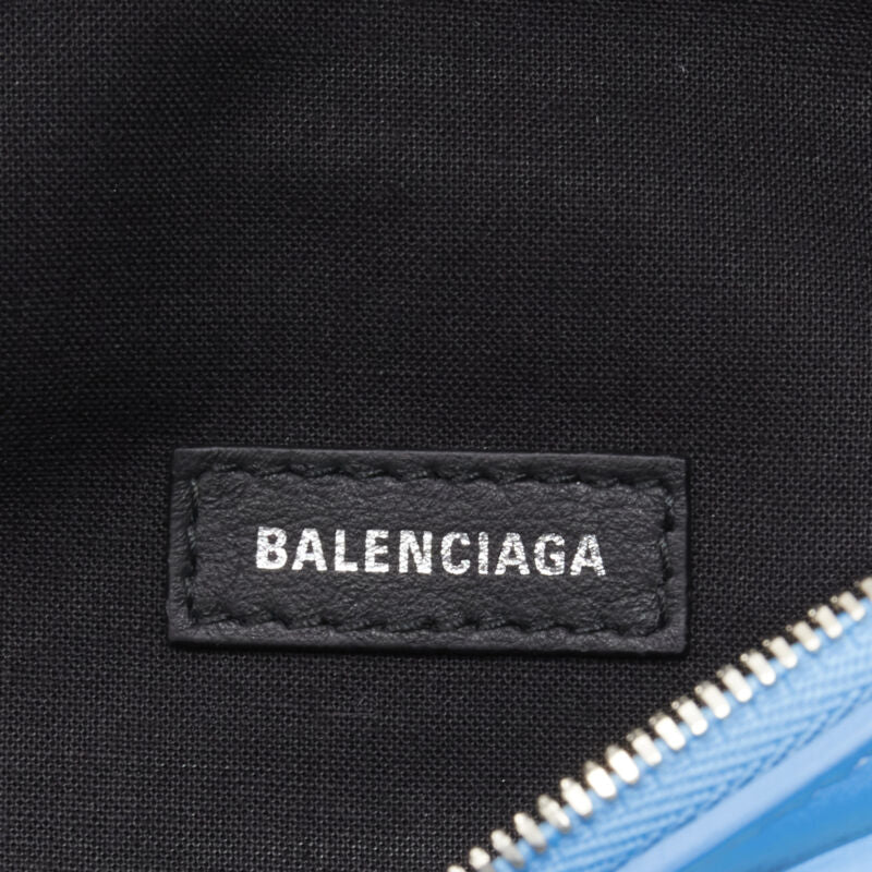 BALENCIAGA Everyday Belt Pack XS sky blue leather logo print crossbody waist bag