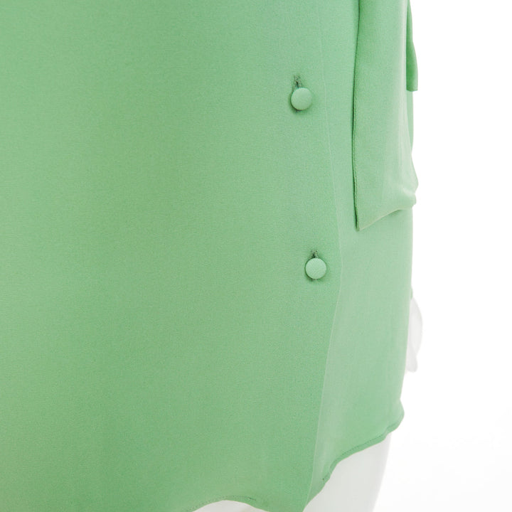 VALENTINO 2019 pastel mint green long sleeve silk crepe pussy bow blouse IT38 XS