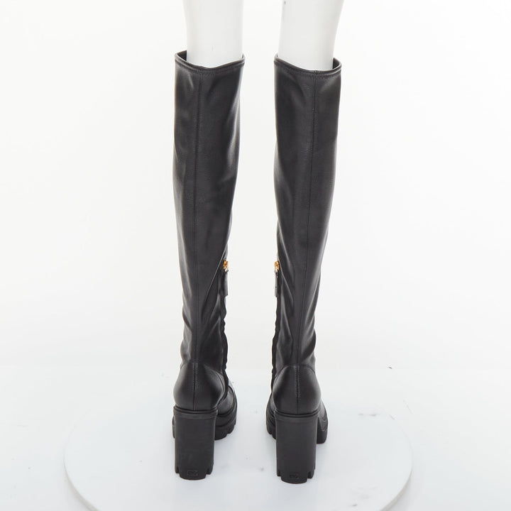 GIUSEPPE ZANOTTI Circus black stretch nappa patent cap toe boots EU39