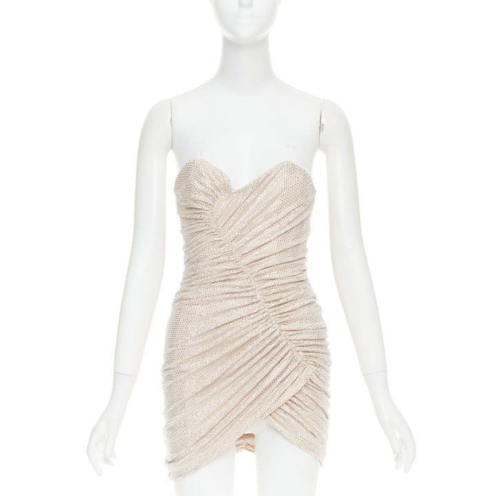 ALEXANDRE VAUTHIER 2023 Bridal ivory strass crystal bustier asymmetric dress