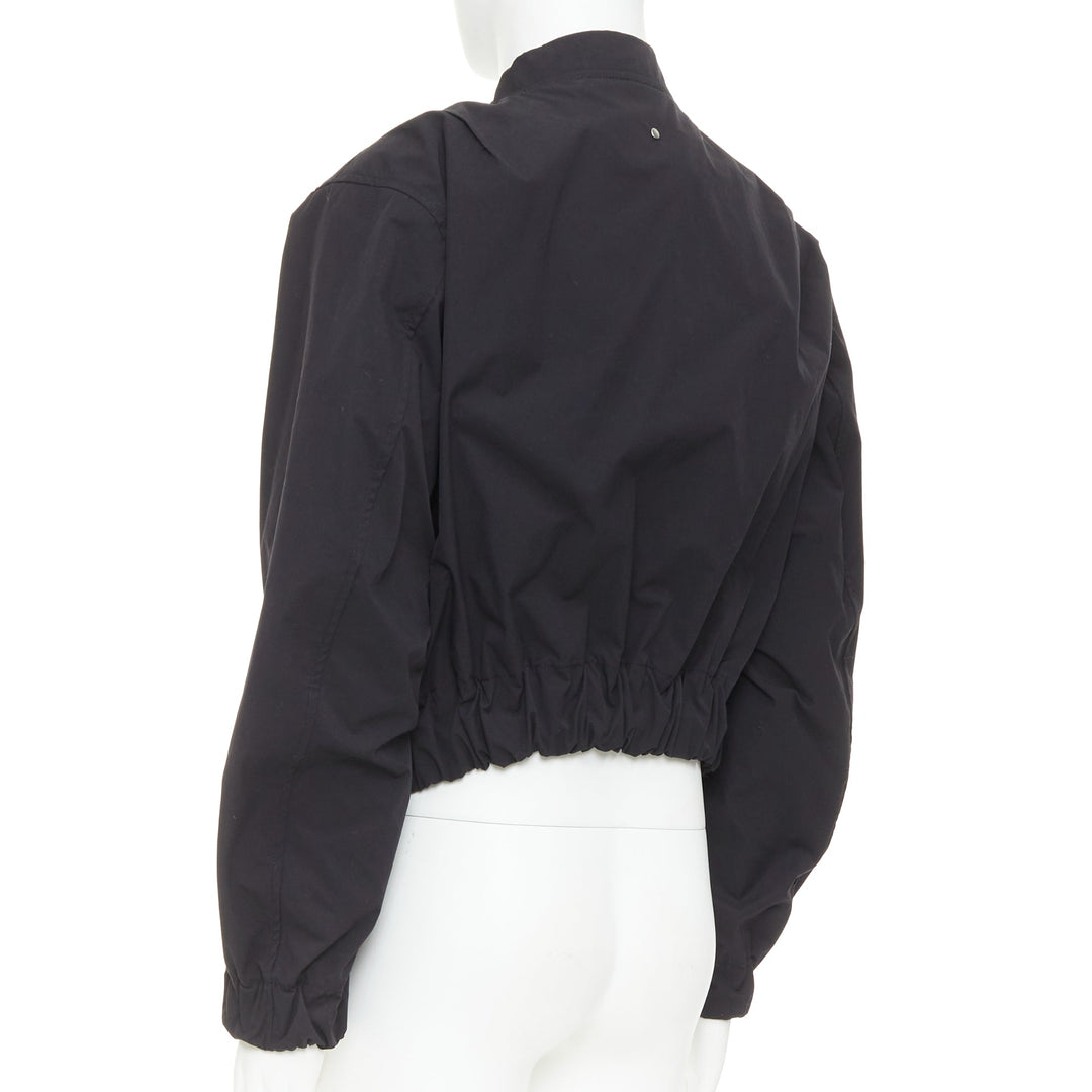 KARMUEL YOUNG Molded Bulk  black stiff cotton zipped crop bomber jacket IT48 M