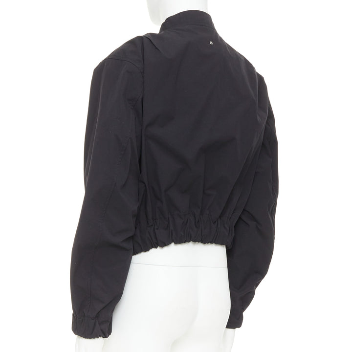 KARMUEL YOUNG Molded Bulk  black stiff cotton zipped crop bomber jacket IT48 M