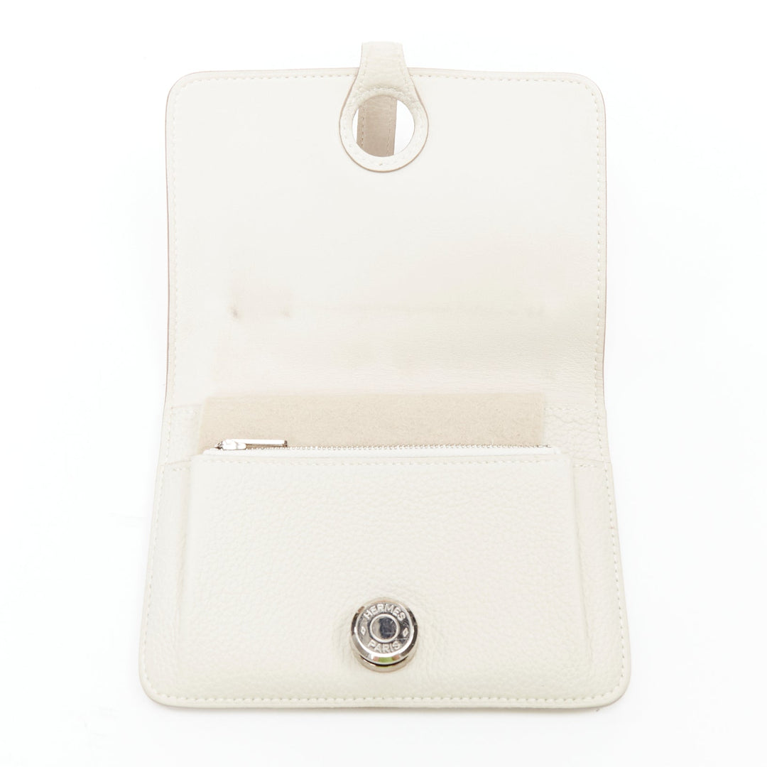 HERMES Dugon Duo cream togo leather SHW loop through coin purse