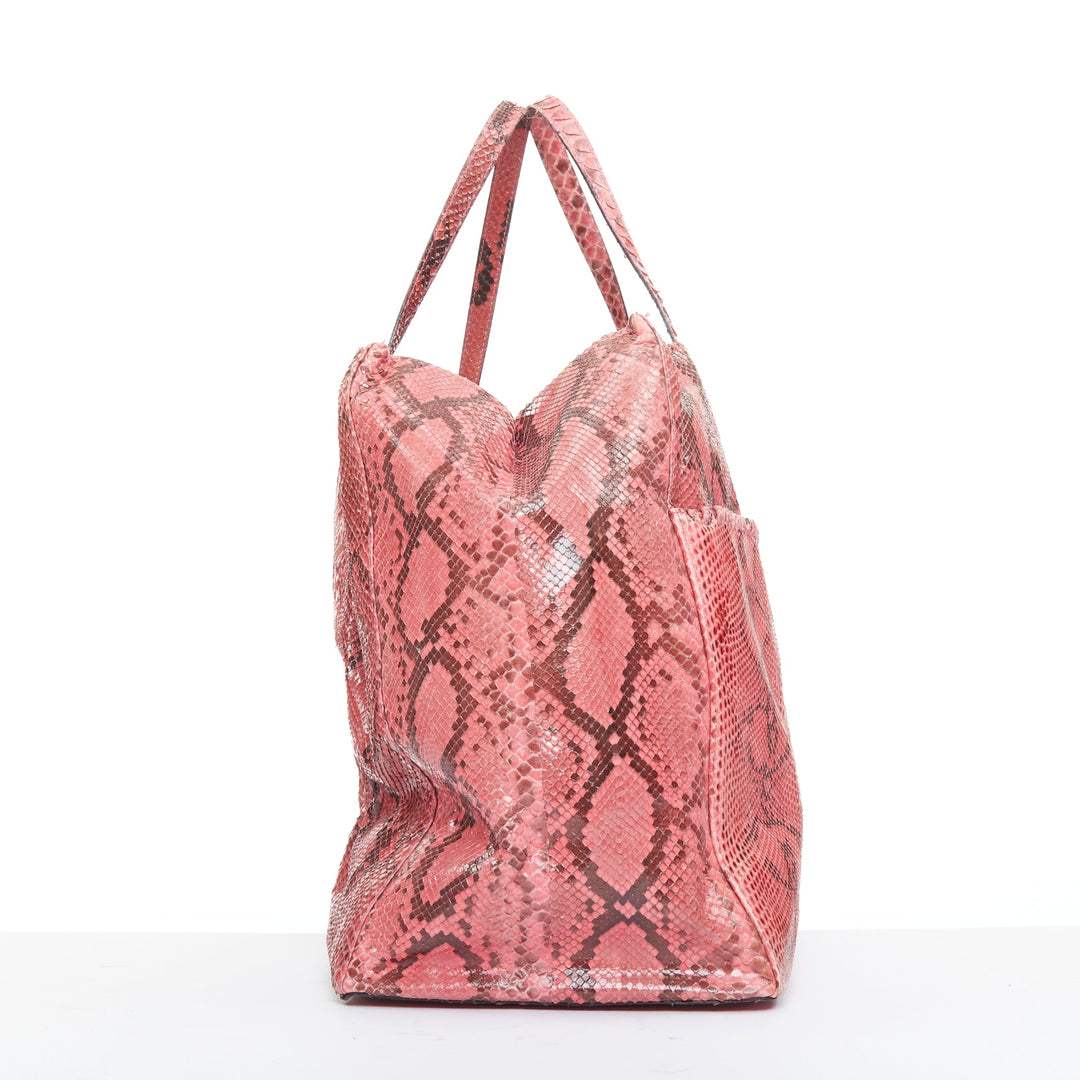 ANYA HINDMARCH pink scaled leather bow tassel shopper tote bag