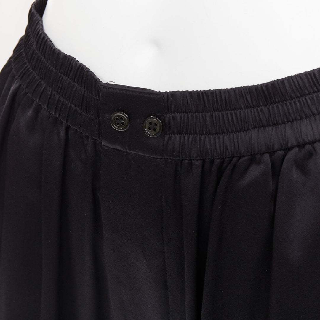 ALEXANDER WANG 2021 100% silk  black mesh V logo cut out relaxed lounge pants XS