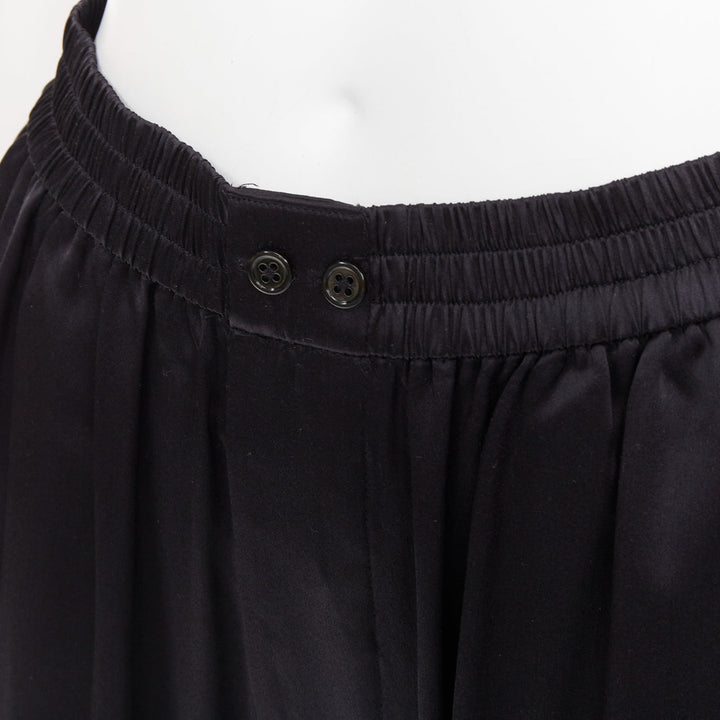 ALEXANDER WANG 2021 100% silk  black mesh V logo cut out relaxed lounge pants XS