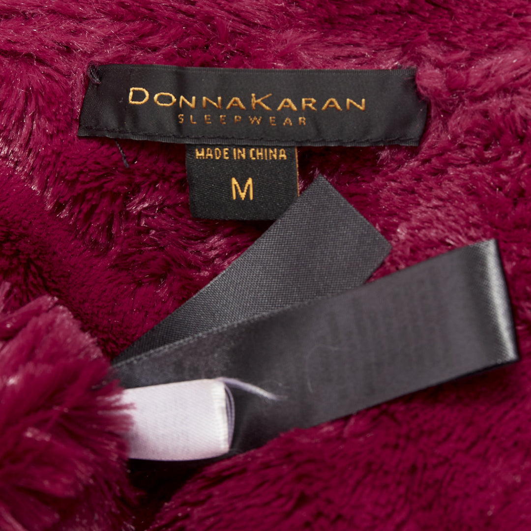DONNA KARAN Sleepwear burgundy red towel lined belted bath robe M
