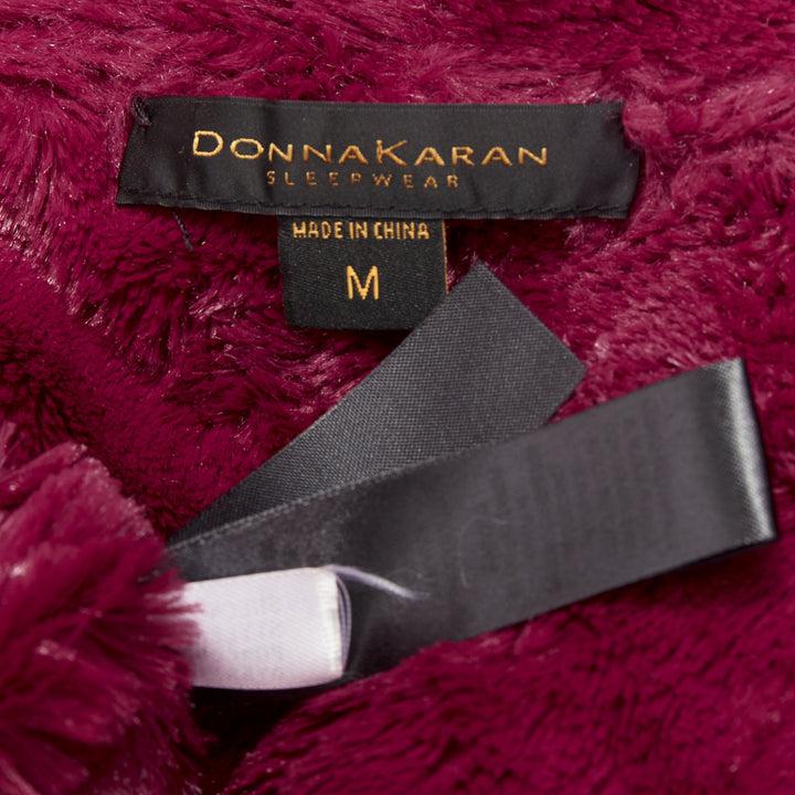 DONNA KARAN Sleepwear burgundy red towel lined belted bath robe M