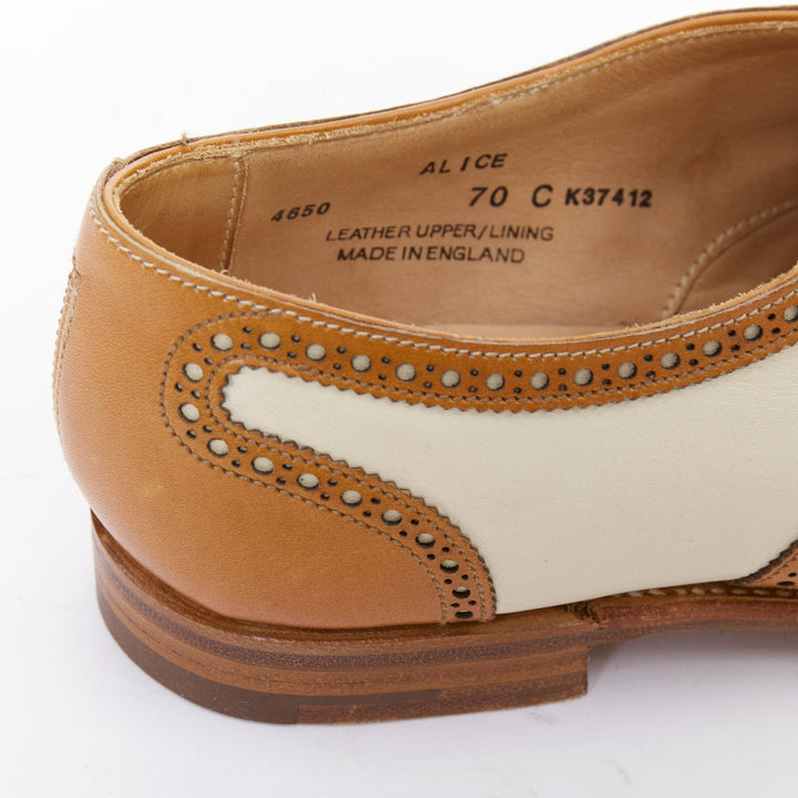 CROCKETT AND JONES Alice brown nude leather wingtip brogue oxford UK7 EU40