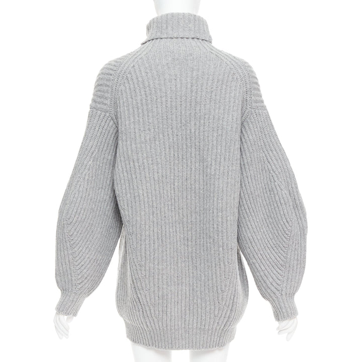ACNE STUDIOS 2016 Isa grey wool chunky turtleneck ribbed sweater XS