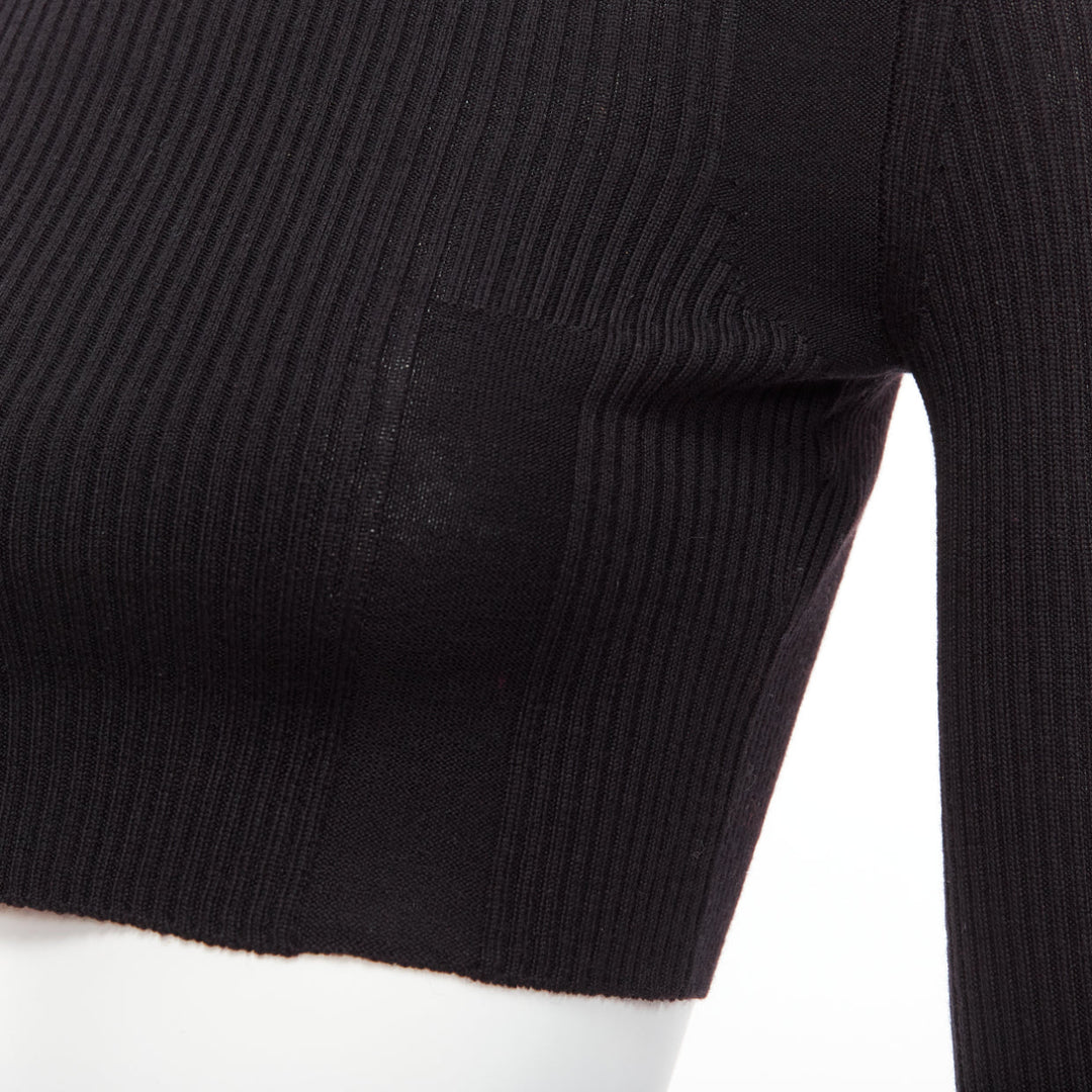 MAISON MARGIELA 2015 100% wool black crew ribbed sock knit crop top XS