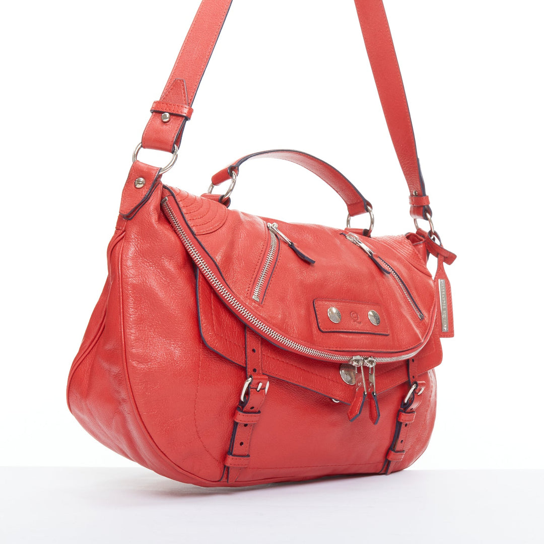 ALEXANDER MCQUEEN Faithful red leather zip biker detail crossbody bag