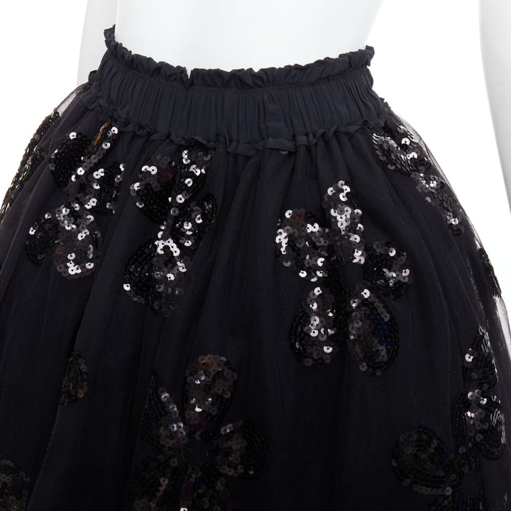 SIMONE ROCHA black floral sequin embellished tulle tutu skirt UK4 XXS