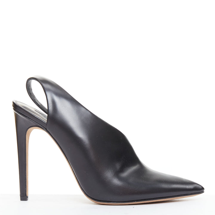ALEXANDER WANG Edie black smooth leather half dorsay slingback booties EU38.5