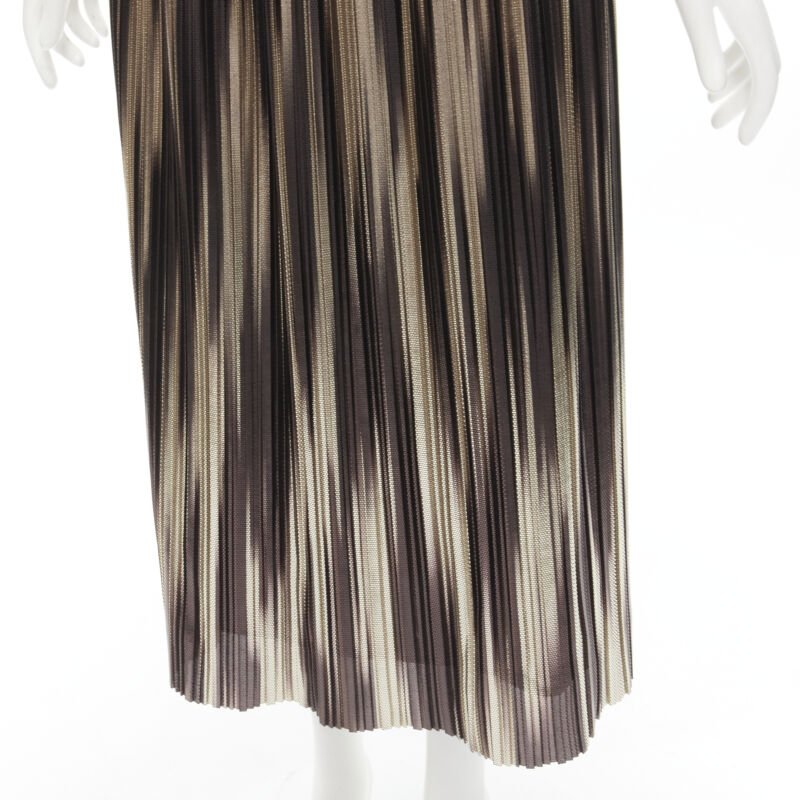 ALICE OLIVIA metallic gold pleated plisse midi skirt US8 M