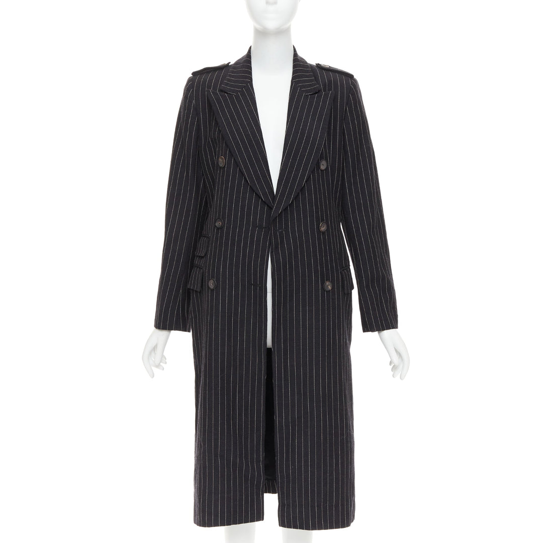 rare GUCCI Tom Ford 1996 Vintage Runway black wool pinstripe overcoat IT42 M