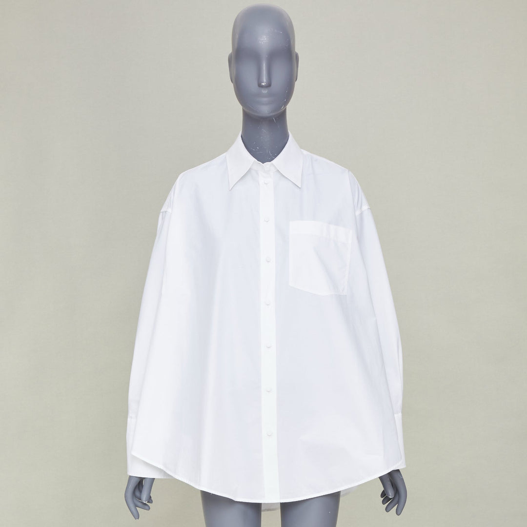 VALENTINO 2022 Cocoon Bianco Ottico white cotton poplin cocoon shirt IT38 XS