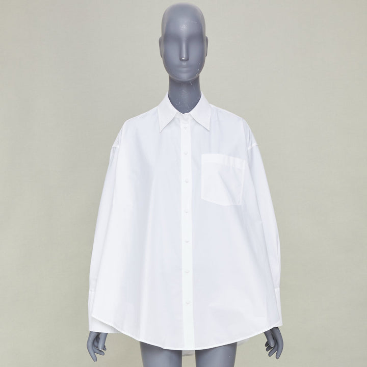 VALENTINO 2022 Cocoon Bianco Ottico white cotton poplin cocoon shirt IT38 XS