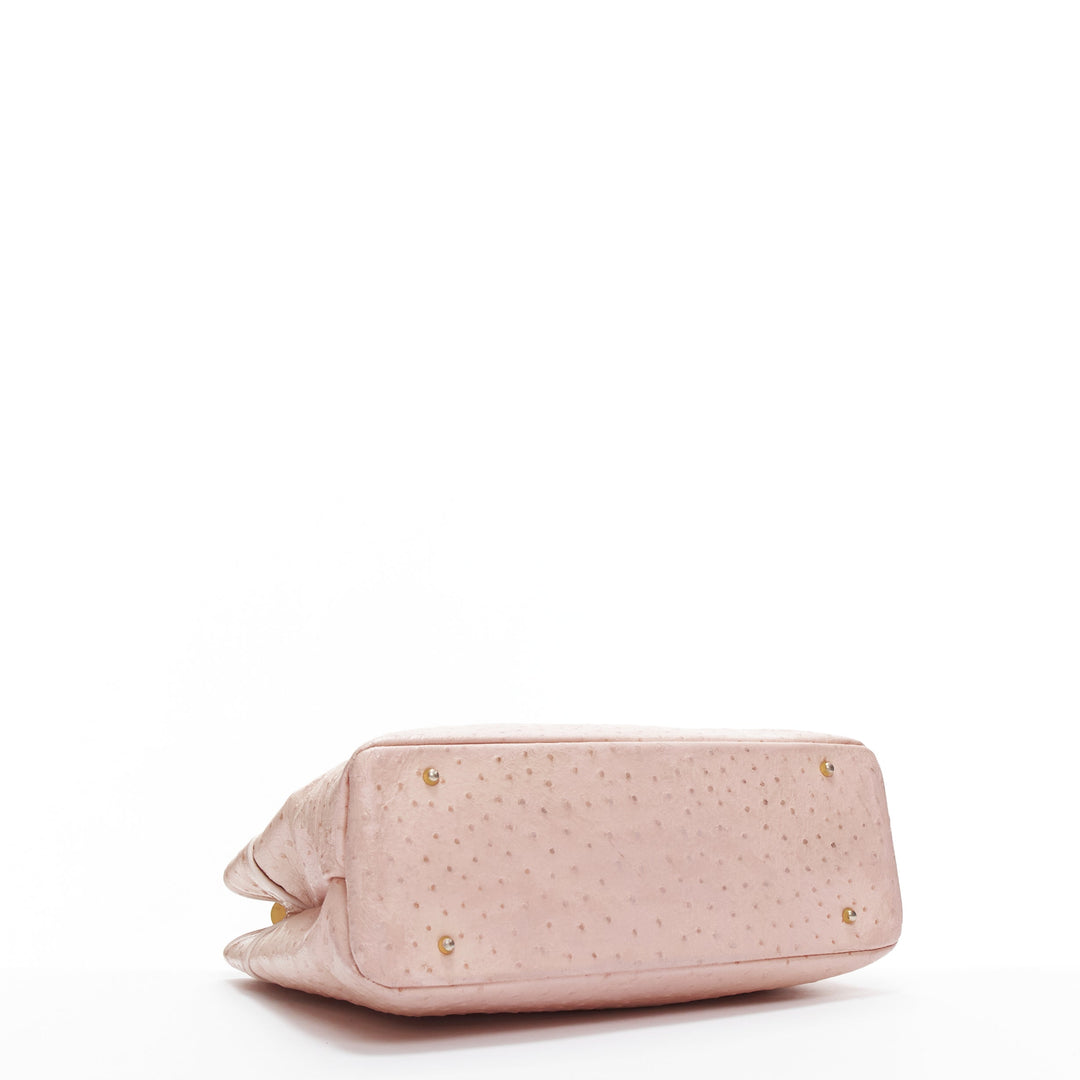 GIANNI VERSACE Vintage pink leather gold Medusa long strap tote bag