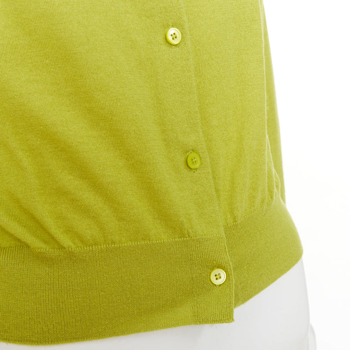 MIU MIU 2024 pistacchio green logo cashmere silk polo collar cardigan IT40 S