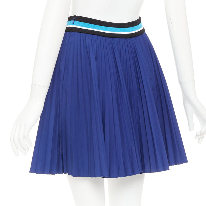 PRADA 2014 royal blue ribbed waistband accordion pleated tennis skirt IT38 XS