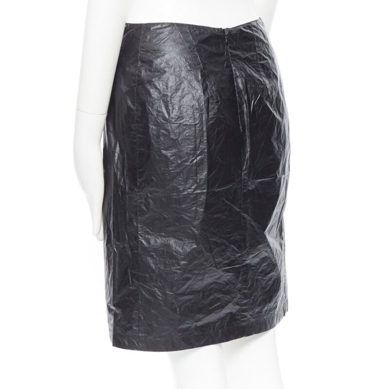 ANN DEMEULEMEESTER black polyethylene plastic bin bag mini skirt FR38 M