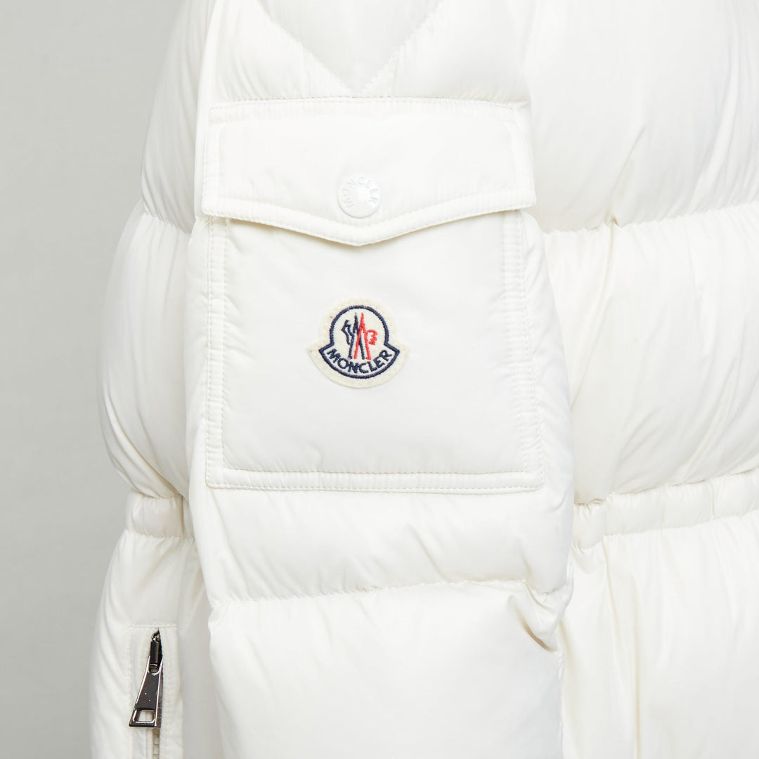 MONCLER Cavettaz Giubbotto off white goose down long puffer coat Sz1