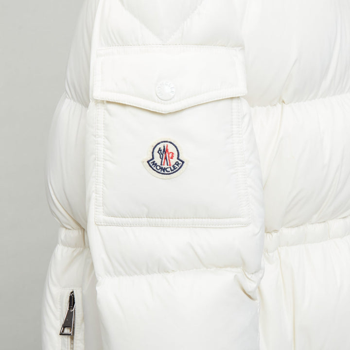 MONCLER Cavettaz Giubbotto off white goose down long puffer coat Sz1