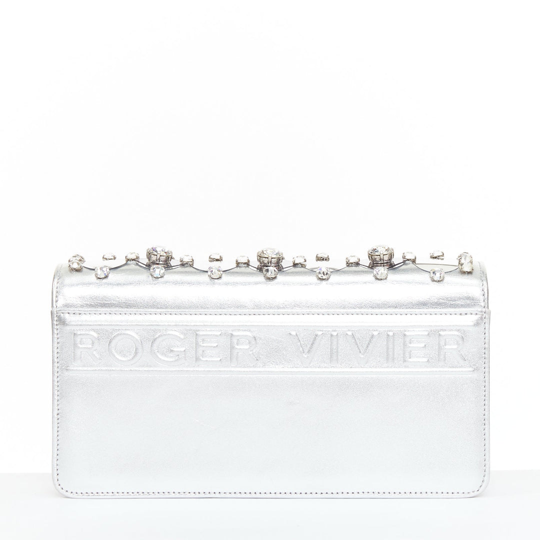 ROGER VIVIER 2023 Kaleidochoc Viv Choc Mini Disco silver sequin crystal bag