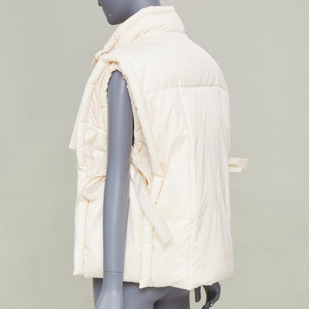 GANNI 2022 oversized shiny puff vest buttercream ivory winter gilet top M
