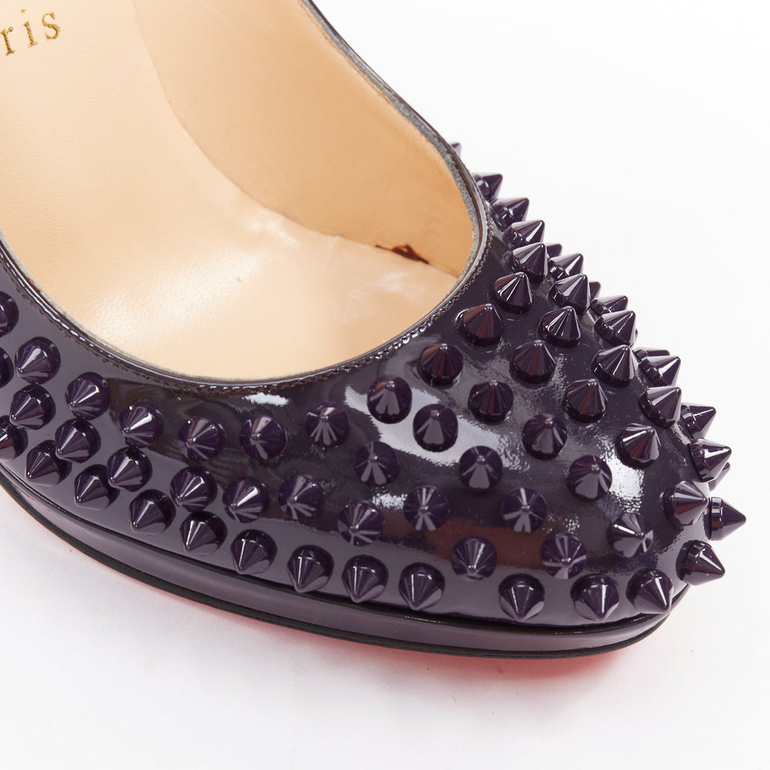 CHRISTIAN LOUBOUTIN Neofilo Spikes 120 Patent iris purple spikes platform EU38