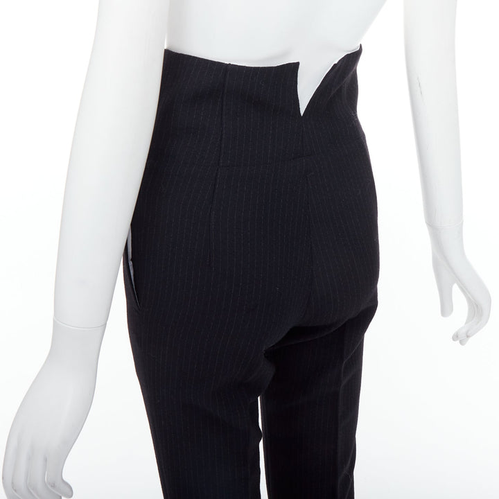 JOSEPH Yoyo navy wool blend crepe pinstripe high waisted pants FR34 XS