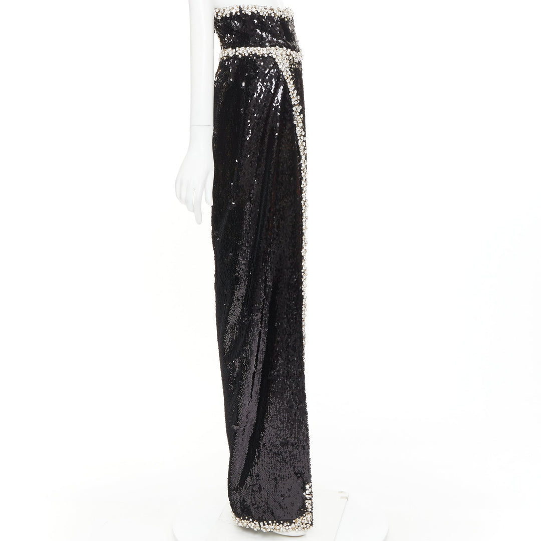 rare ALEXANDRE VAUTHIER COUTURE 2021 black silver crystal sequin maxi skirt