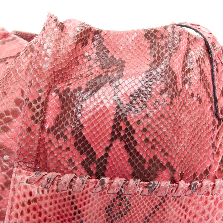 ANYA HINDMARCH pink scaled leather bow tassel shopper tote bag