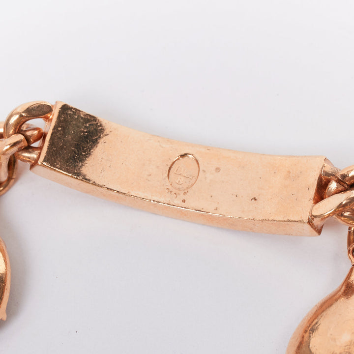 CHRISTIAN DIOR John Galliano 2004 gold tone metal drop rhinestone chain bracelet