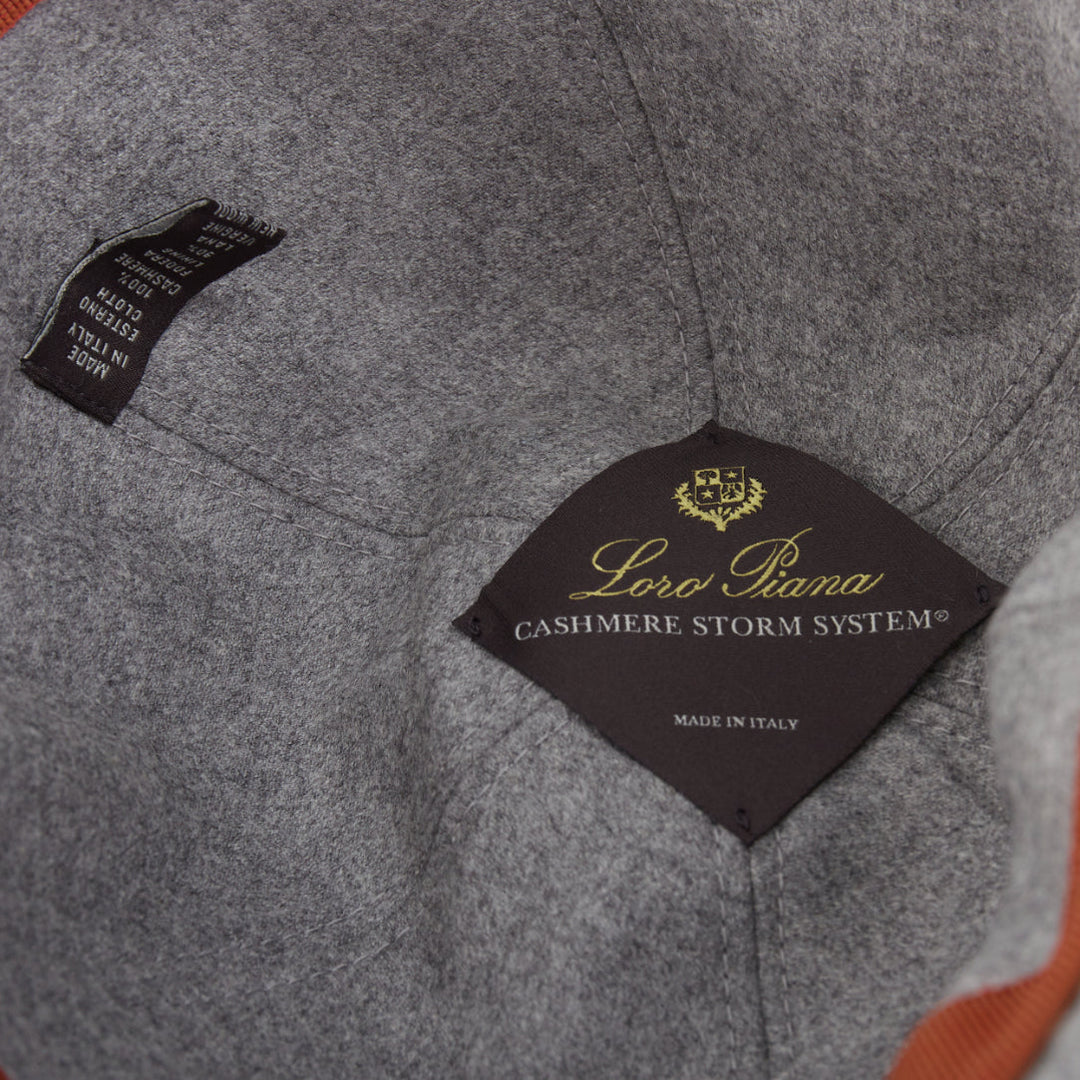 LORO PIANA Cashmere Storm System grey virgin wool cashmere cap hat L