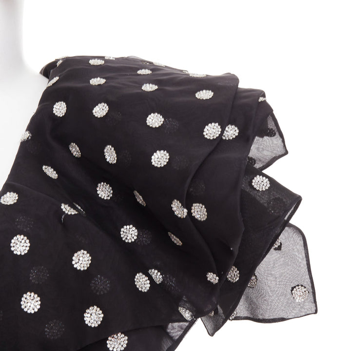ALEXANDRE VAUTHIER COUTURE SS2019 Runway crystal polka dot ruffle shoulder dress