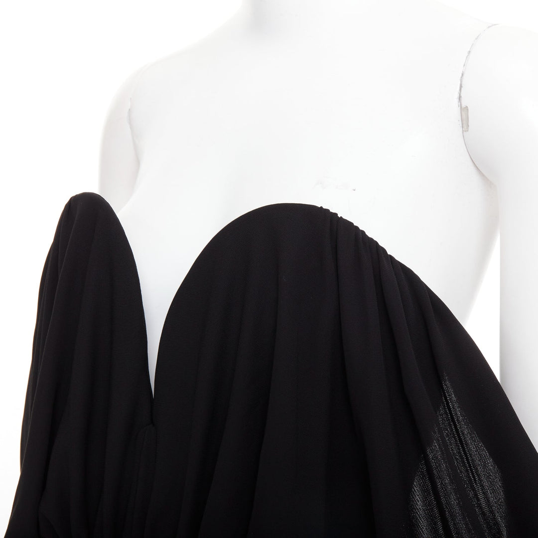 SAINT LAURENT 2023 Runway black sweetheart wired sweetheart gloves gown FR36 S