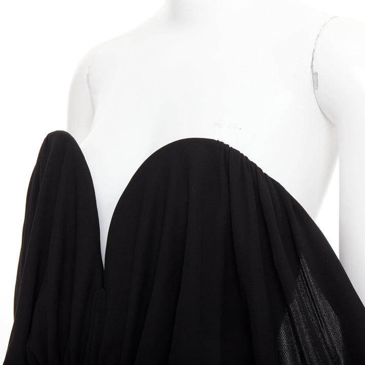 SAINT LAURENT 2023 Runway black sweetheart wired sweetheart gloves gown FR36 S