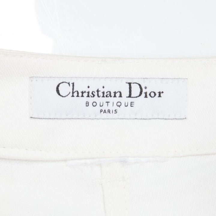 CHRISTIAN DIOR John Galliano Y2K crystal 3D petal cropped flare jeans