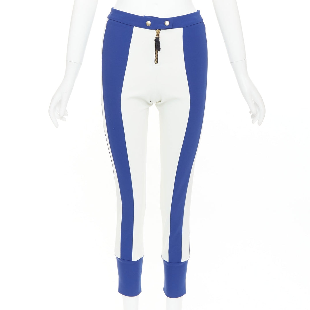 MARNI 2012 electric blue cream stretchy cropped riding pants IT40 S