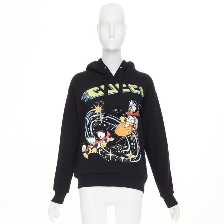 GUCCI DISNEY 2021 Runway Flash Space embroidered Donald Duck fleece hoodie XXXS