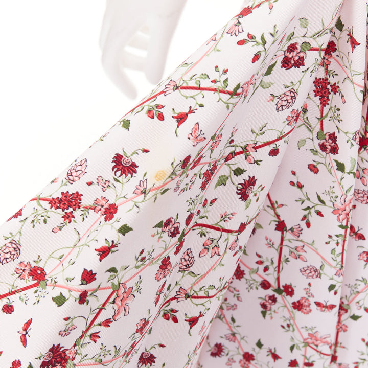 GIAMBATTISTA VALLI  white green nylon silk floral print ribbon belt dress IT42 M