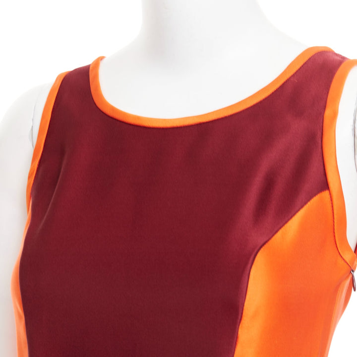 rare MIU MIU 2008 Runway Vintage Sportif geometric silk satin dress IT38 XS